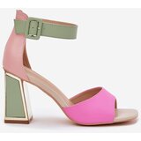 EVENTO Elegant Women's Heeled Sandals Pink-Green Rosazara | shoptok.hr