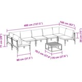 vidaXL Vrtna sedežna garnitura 8 pcs Antracitna Jeklo | Shoptok.si