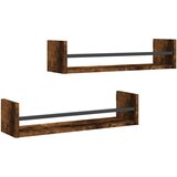 Maison Chic 2 kosi Stenske Police - Viseče police s prečkami dimljen hrast 60x16x14 cm, (21793616) | Shoptok.si