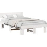vidaXL Konstrukcija postelje Bela 120 x 190 cm Masivno borovo les | Shoptok.si