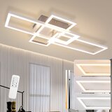 Nettlife LED stropna svetilka za spalnico, srebrna, zatemnljiva, 64 cm, 36 W, geometrijska, dnevna soba, z daljinskim upravljalnikom, (22111263) | Shoptok.si