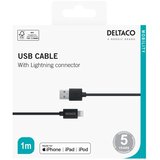 Deltaco Lightning kabel, 1m, Apple C189 čipset, MFi, FSC-označeno pakiranje, crno | shoptok.hr