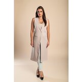 Fenzy eleganten daljši brezrokavnik z gumbom, bež | Shoptok.si