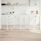 vidaXL Ograda za pse z vrati zložljiva 6 panelov bela 300cm jelka | Shoptok.si