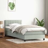 Box Spring krevet s madracem i LED svijetlo sivi 80x220 cm samt | shoptok.hr