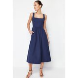 Trendyol Indigo Waist Midi Corset Woven Dress with Sewing Detail Cene