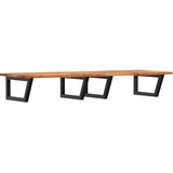  Zidna polica za umivaonik od čelika i masivnog bagremovog drva Smeđa 160 x 50 x 2 cm | Shoptok.si