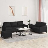  3-dijelni set sofa s jastucima crni od umjetne kože | Eponuda.com