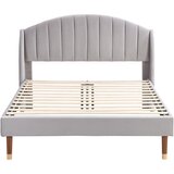 Lumor Oblazinjena postelja 140x200 cm iz žameta z letveno podlago – siva, (22150875) | Shoptok.si
