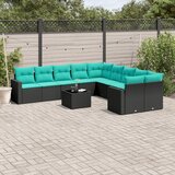 11-dijelni set vrtnih sofa od poliratana s jastucima crni Crna 65.5 x 62 x 69 cm | Shoptok.si