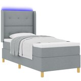 vidaXL Box Spring postelja z vzmetnico in LED lučko sveto siva 90x200 cm iz blaga | Shoptok.si