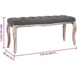  Klupa od tkanine i masivnog drva 110 x 38 x 48 cm tamnosiva | shoptok.hr