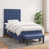  Box spring postelja z vzmetnico moder 90x200 cm blago, (20896715) Cene
