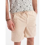 Ombre Men's cotton cargo shorts with elastic waistband - beige | Shoptok.si