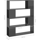 Ormarić za knjige / pregrada visoki sjaj sivi 100 x 24 x 124 cm | shoptok.hr