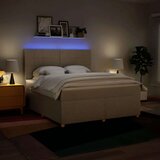 vidaXL Box spring postelja z vzmetnico krem 180x200 cm blago, (21306120) | Shoptok.si