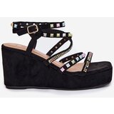 Boto Wedge Sandals For Women With Decoration On Straps Black Lunara | ePonuda.com