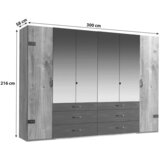 MID.YOU omara s klasičnimi vrati, barve grafita, barve hrasta | Shoptok.si