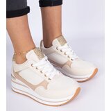 Gemre Beige sneakers decorated with glitter and a metal insert Olaria | shoptok.hr