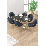 Hanah home Set trpezarijskog stola i stolica (7 delova) Zae Black Marble Gold Anthracite | Eponuda.com