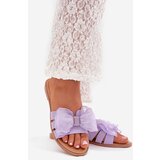 Boto Ladies Flat Heeled Slippers With Tulle Bow Purple Tanira | Eponuda.ba