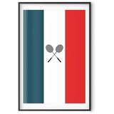  Plakat - French Flags and Black Badminton Rackets 60x90 Crni okvir s margom | shoptok.hr