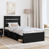  Okvir za krevet Crna 100 x 200 cm Čvrsto borovo drvo | shoptok.hr