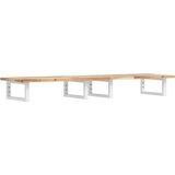  Zidna polica za umivaonik od čelika i masivnog bagremovog drva Smeđa 160 x 40 x 2 cm | Shoptok.si