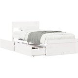 vidaXL Posteljni okvir s predali bel 90x200 cm trdna borovina Cene