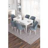 Hanah home Eva - White, Grey WhiteGrey Extendable Dining Table & Chairs Set (7 Pieces) | ePonuda.com