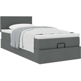 vidaXL Otomanski posteljni okvir z vzmetnico siv 90x200 cm blago | Shoptok.si