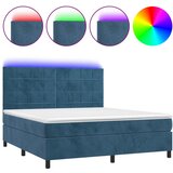  The Living Store Box spring postelja z vzmetnico LED temno modra 160x200cm žamet - Box Spring Postelja, (21455765) | Shoptok.si