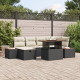 vidaXL set vrtnih sofa na 7 dijelova s jastučićima Crni Poli Ratan Akacija | shoptok.hr