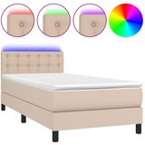  Krevet box spring madrac LED cappuccino 100x200cm umjetna koža | shoptok.hr