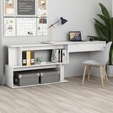 Maison Chic Kotna Pisalna miza - pisarniška miza - Računalniška miza visok sijaj bela 200x50x76 cm iverna plošča, (21785354) | Shoptok.si