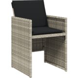 vidaXL 5-delna vrtna jedilna garnitura s blazinami Svetlo siva Poli Ratan, Vrtna miza Črna 80x80x73 cm Kaljeno steklo | Shoptok.si