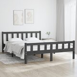 Maison Chic Posteljni okvir - Dvoposteljna postelja - Zakonska postelja siv iz trdnega lesa 140x200 cTrdeTrden-J15083, (21768200) | Shoptok.si
