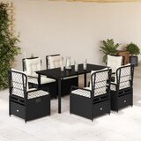 vidaXL 7-dijelni vrtni blagovaonski set s jastucima crni od poliratana | shoptok.hr