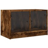 Maison Chic TV omarica - TV stojalo - Televizijska omarica s steklenimi vrati dimljeni hrast 68x37x42 cm, (21700793) Cene