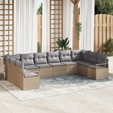 vidaXL set 10-delne vrtne sedežne garniture z blazinami Bež poli ratan | Shoptok.si