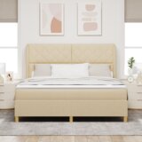 Box Spring Krevet s Madracem Krem 180x200 cm Tkanina | shoptok.hr