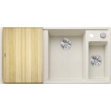 Blanco pomivalno korito AXIA III 6 S InFino SILGRANIT lesena deska, BAZEN DESNO, z daljin. prim. - NEŽNA BELA | Shoptok.si