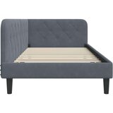 vidaXL Kotna postelja z vzglavjem Temno siva 90 x 200 cm Žamet | Shoptok.si