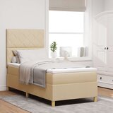 vidaXL Box Spring postelja z vzmetnico Krem 90x200 cm Tkanina, (22080979) | Shoptok.si