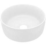 vidaXL Razkošen umivalnik okrogel mat bel 40x15 cm keramičen, (21409330) | Shoptok.si