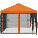Paviljon s bočnim stranama 6 x 3 m Narančasta Poliester i čelik | shoptok.hr
