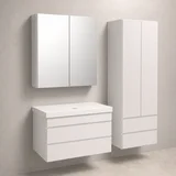 Naomi Set Delux 70cm Bela (Ormarić sa umivaonikom + Ogledalo/ormarić + Visoki ormarić)