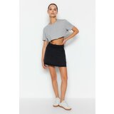 Trendyol Black Slit High Waist Denim Shorts Skirt Cene