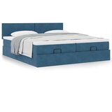 vidaXL Otomanski okvir kreveta s madracima plavi 180x200cm baršunasti | shoptok.hr
