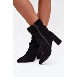Boto Women's Ankle Boots with Ruching Heeled Warm Black Amelise | Shoptok.si